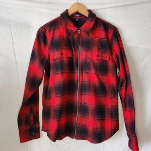 Champs Red & Black Plaid Zippered Shacket